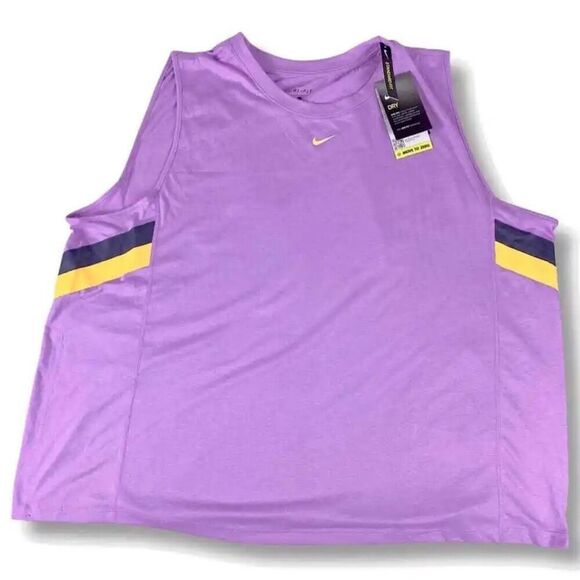 Nike Women's Dri Fit Colorblocked Stripe Training Tank Top Purple Size 2X - Picture 3 of 6